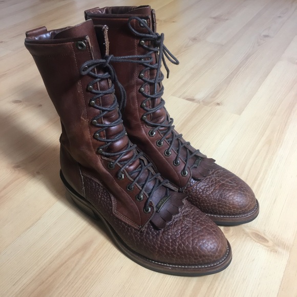 tony lama square toe lace up boots
